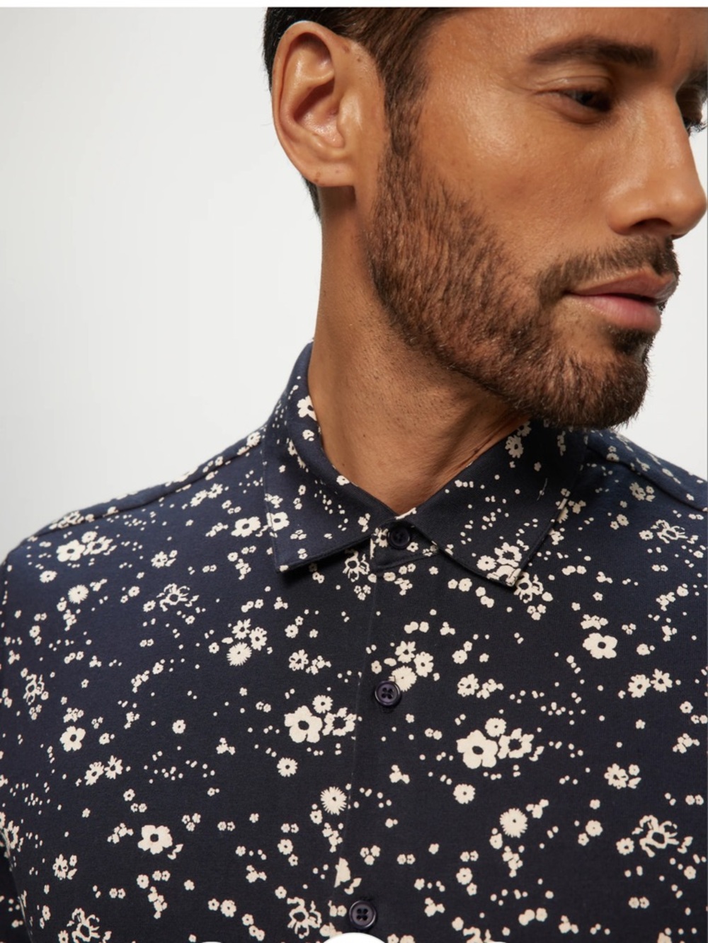 JULIAN & MARK KNIT AOP FLORAL SHIRT IN NAVY FLORAL Size L NWT - Picture 2 of 3